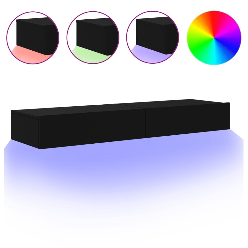 Tv-meubelen 2 st met LED-verlichting 60x35x15,5 cm zwart is nu te koop bij PeponiXL, paradijselijk wonen!