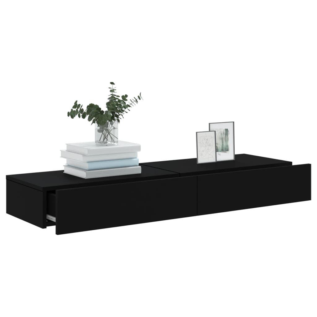 Tv-meubelen 2 st met LED-verlichting 60x35x15,5 cm zwart is nu te koop bij PeponiXL, paradijselijk wonen!
