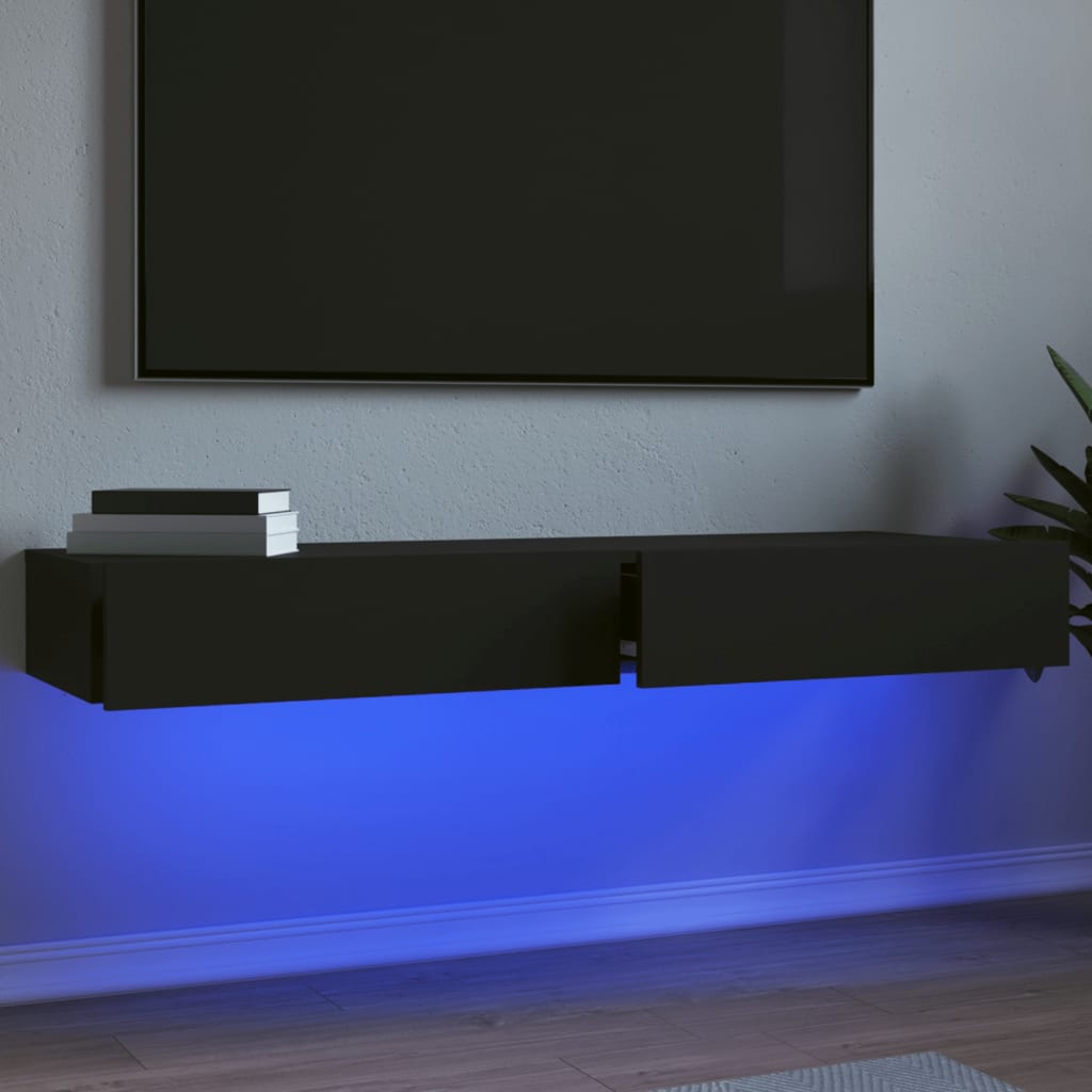 Tv-meubelen 2 st met LED-verlichting 60x35x15,5 cm zwart is nu te koop bij PeponiXL, paradijselijk wonen!