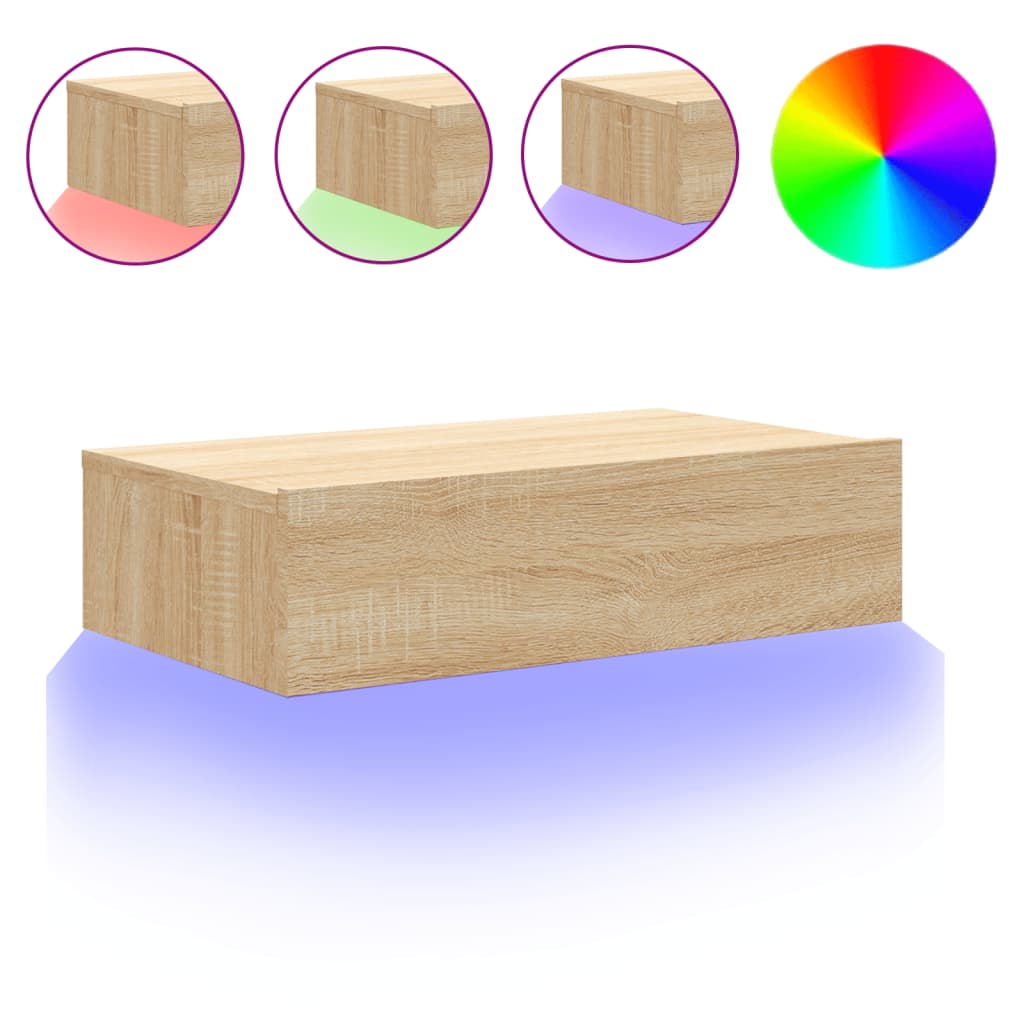 Tv-meubel met LED-verlichting 60x35x15,5 cm sonoma eikenkleurig is nu te koop bij PeponiXL, paradijselijk wonen!