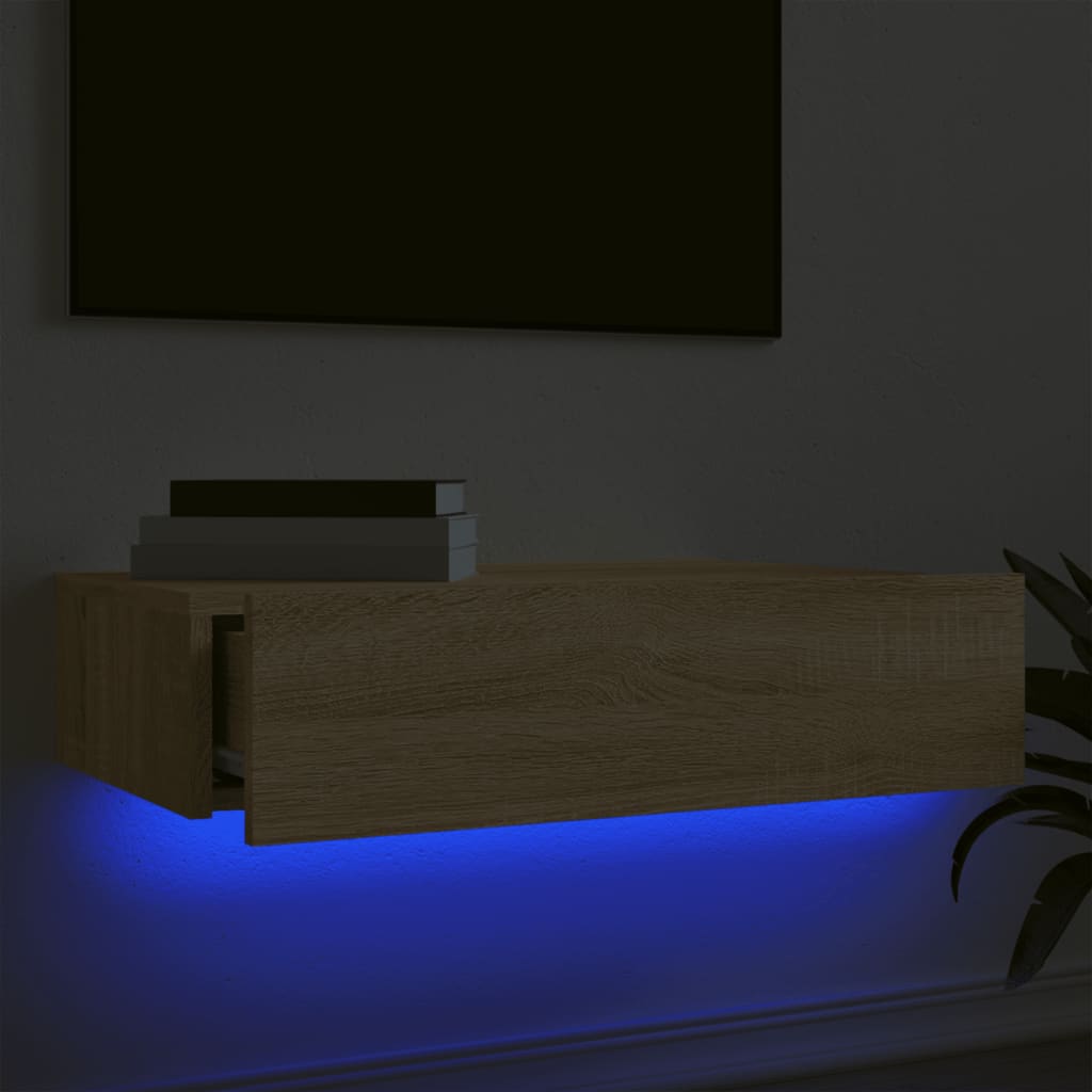 Tv-meubel met LED-verlichting 60x35x15,5 cm sonoma eikenkleurig is nu te koop bij PeponiXL, paradijselijk wonen!