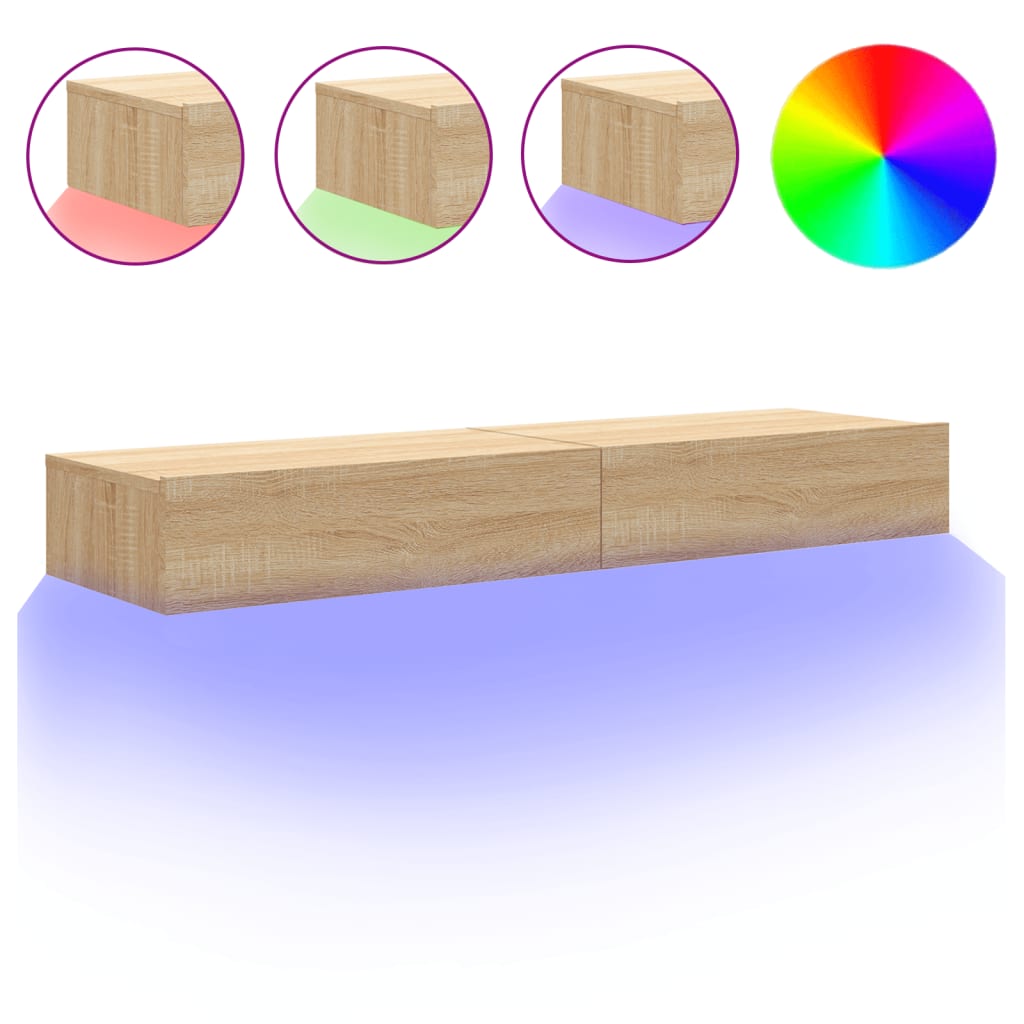 Tv-meubelen 2 st met LED-verlichting 60x35x15,5 cm sonoma eiken is nu te koop bij PeponiXL, paradijselijk wonen!