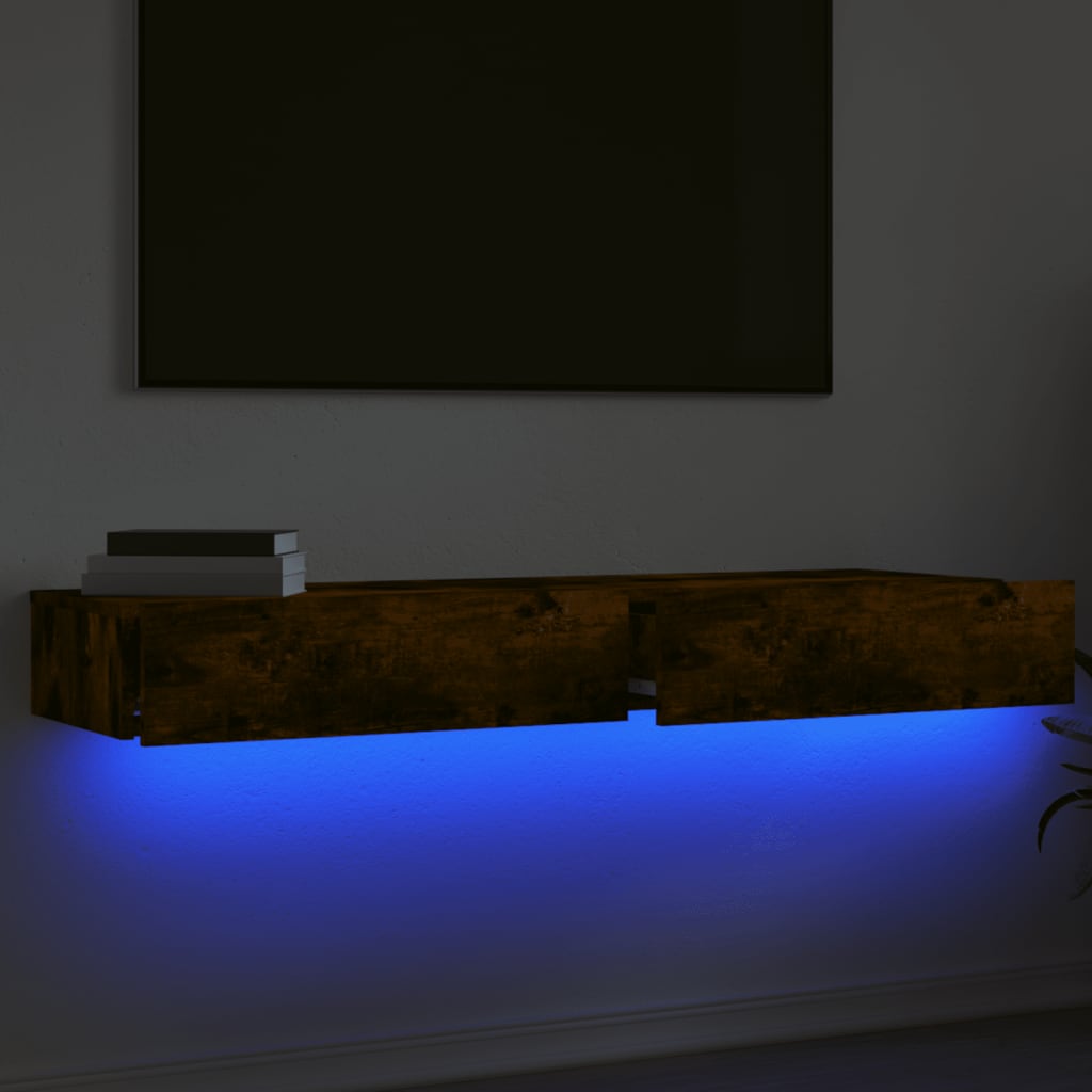 Tv-meubels 2 st met LED 60x35x15,5 cm gerookt eikenkleur is nu te koop bij PeponiXL, paradijselijk wonen!