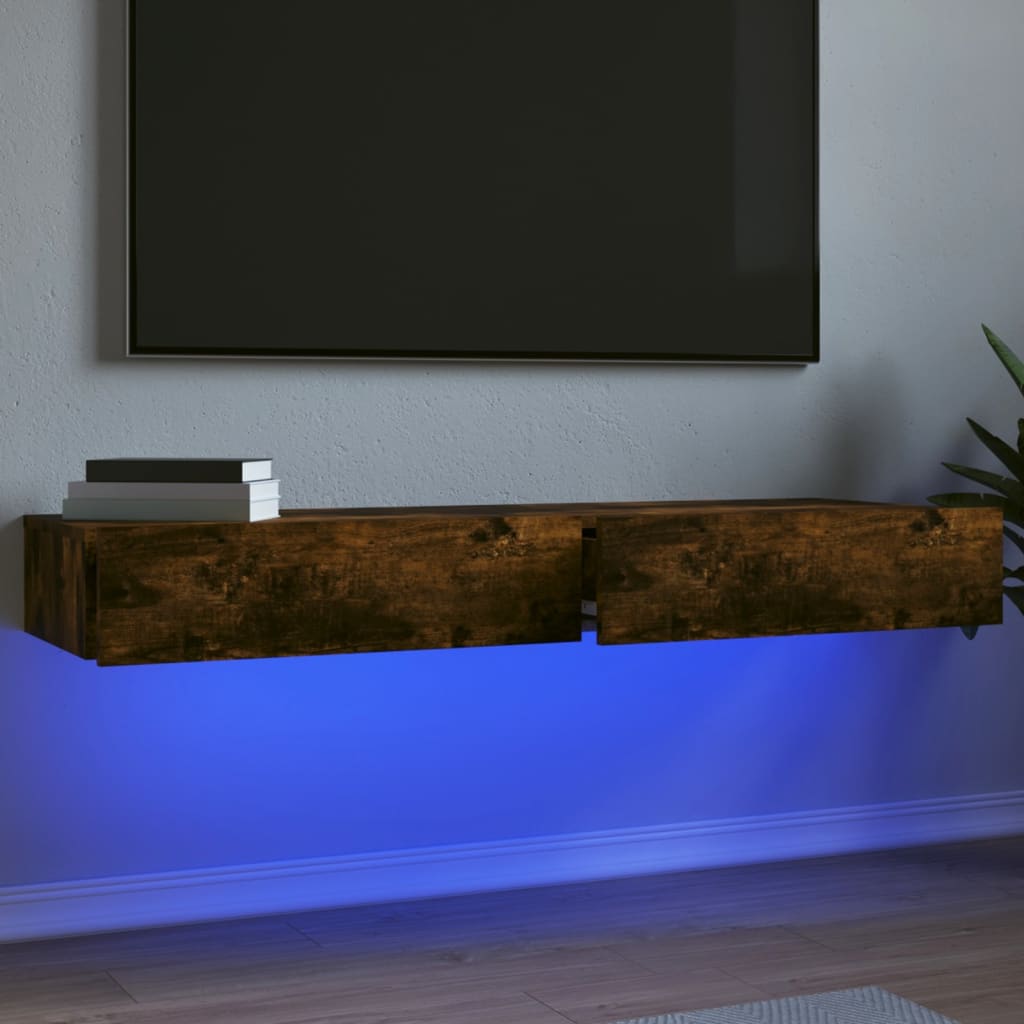 Tv-meubels 2 st met LED 60x35x15,5 cm gerookt eikenkleur is nu te koop bij PeponiXL, paradijselijk wonen!