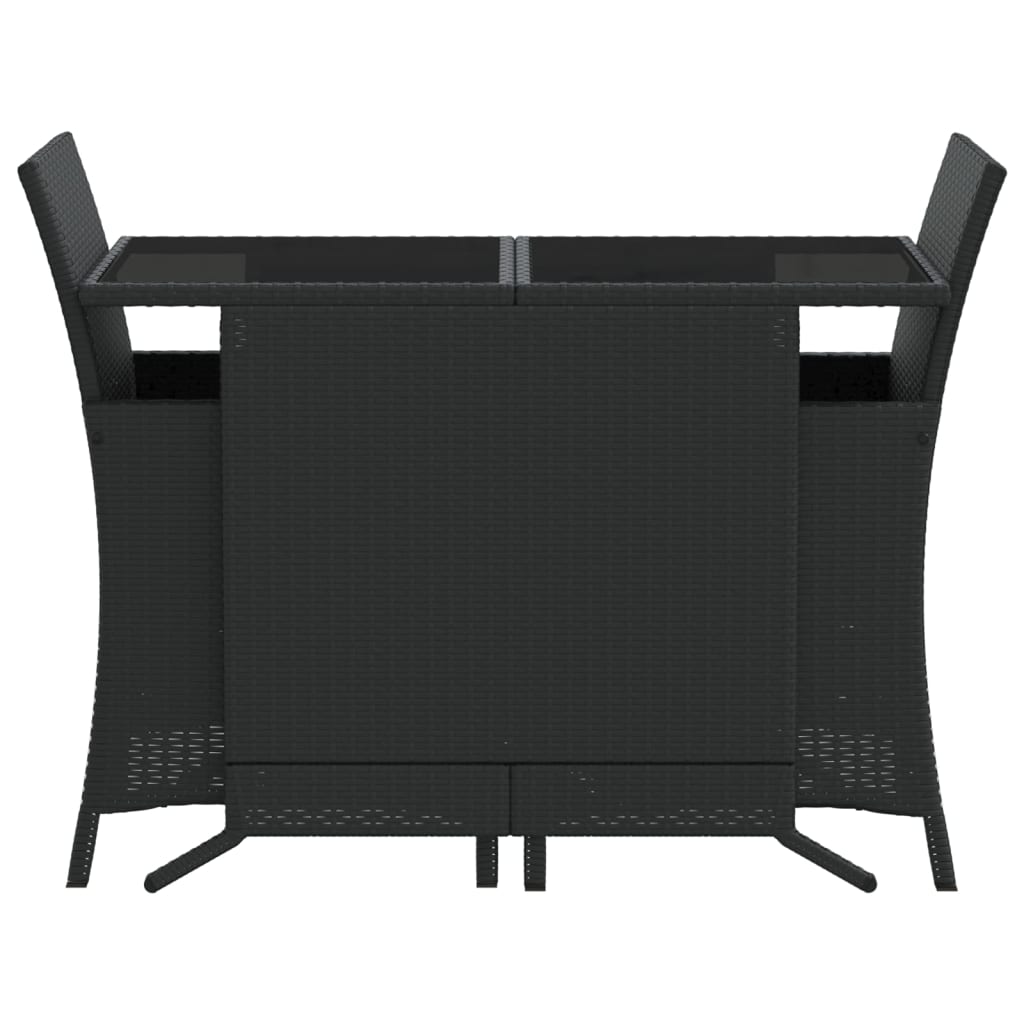 3-delige Bistroset met kussens poly rattan zwart is nu te koop bij PeponiXL, paradijselijk wonen!