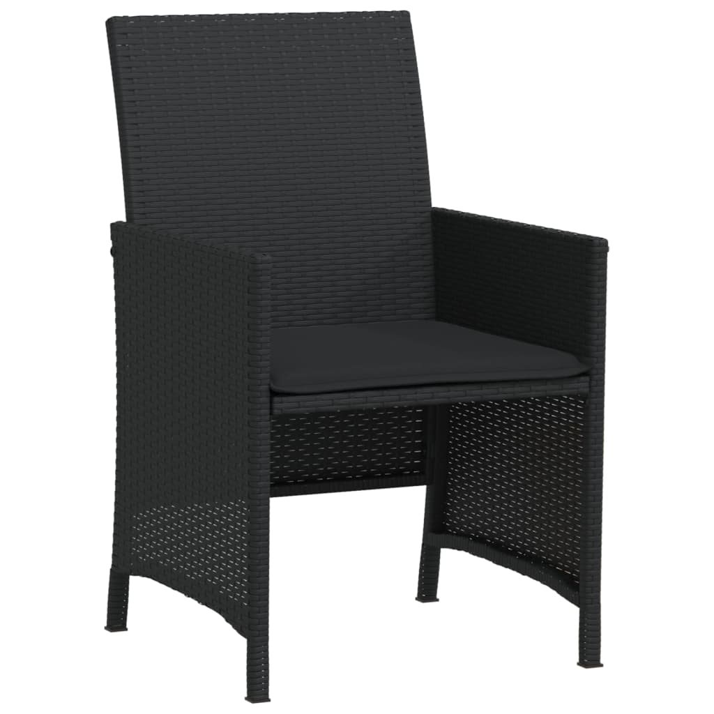 3-delige Bistroset met kussens poly rattan zwart is nu te koop bij PeponiXL, paradijselijk wonen!
