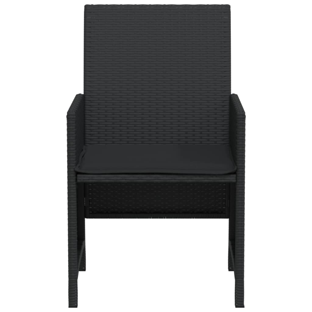 3-delige Bistroset met kussens poly rattan zwart is nu te koop bij PeponiXL, paradijselijk wonen!