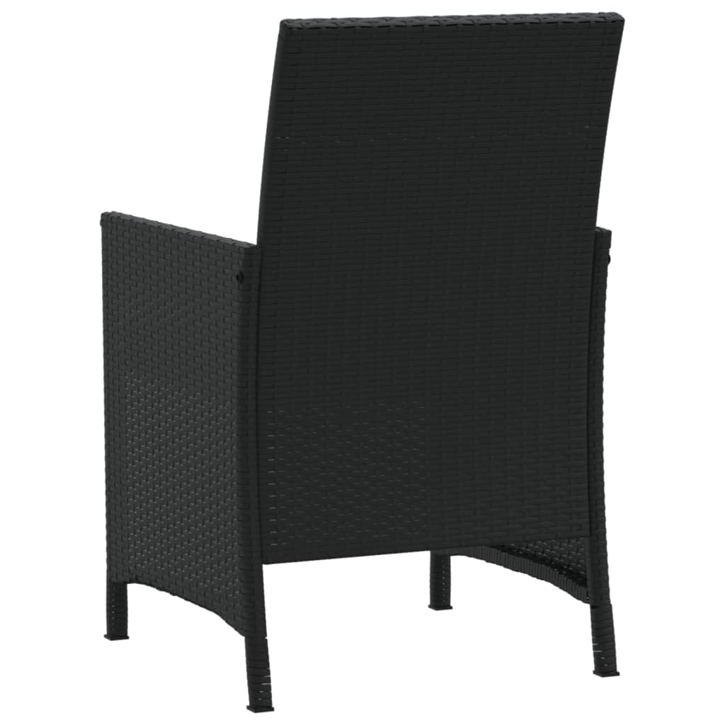 3-delige Bistroset met kussens poly rattan zwart is nu te koop bij PeponiXL, paradijselijk wonen!