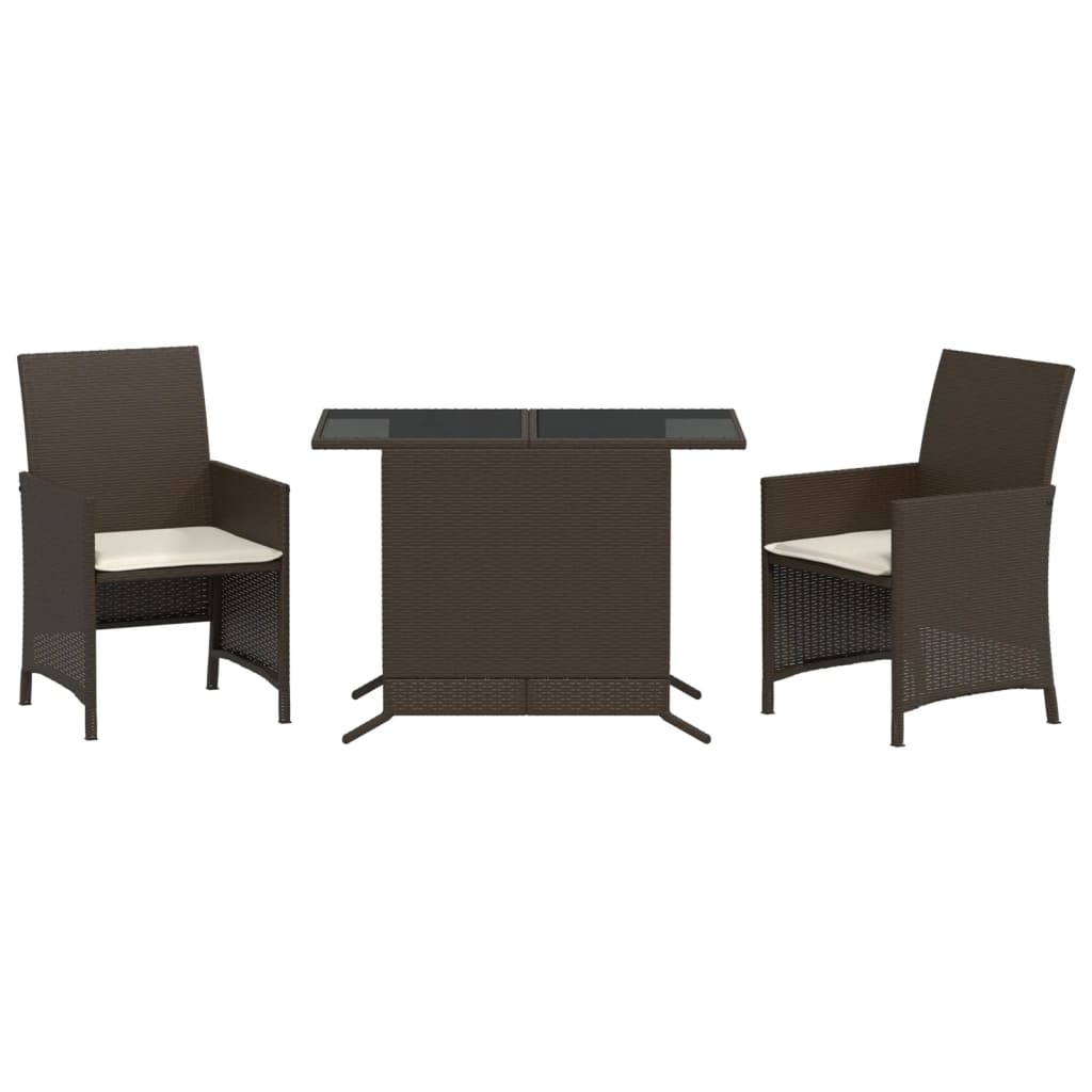 3-delige Bistroset met kussens poly rattan bruin is nu te koop bij PeponiXL, paradijselijk wonen!