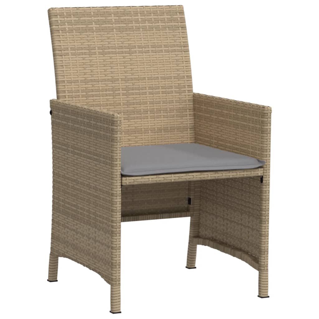 3-delige Bistroset met kussens poly rattan gemengd beige is nu te koop bij PeponiXL, paradijselijk wonen!