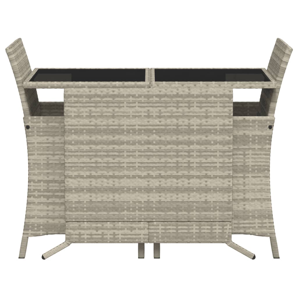 3-delige Bistroset met kussens poly rattan lichtgrijs is nu te koop bij PeponiXL, paradijselijk wonen!