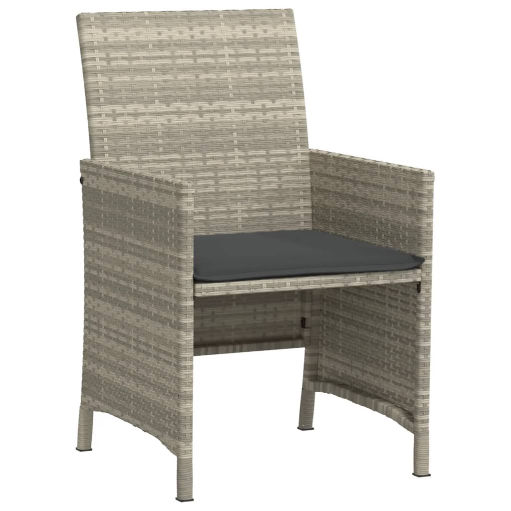 3-delige Bistroset met kussens poly rattan lichtgrijs is nu te koop bij PeponiXL, paradijselijk wonen!