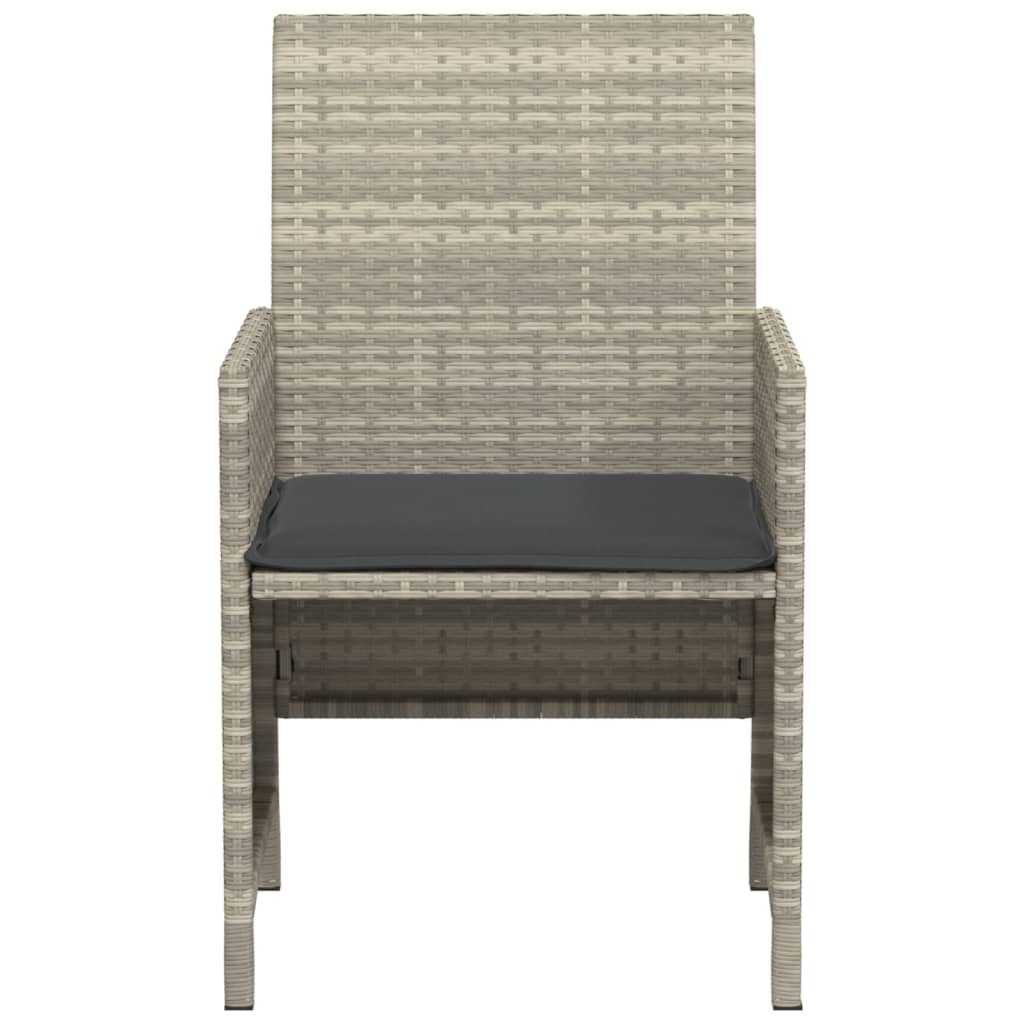3-delige Bistroset met kussens poly rattan lichtgrijs is nu te koop bij PeponiXL, paradijselijk wonen!