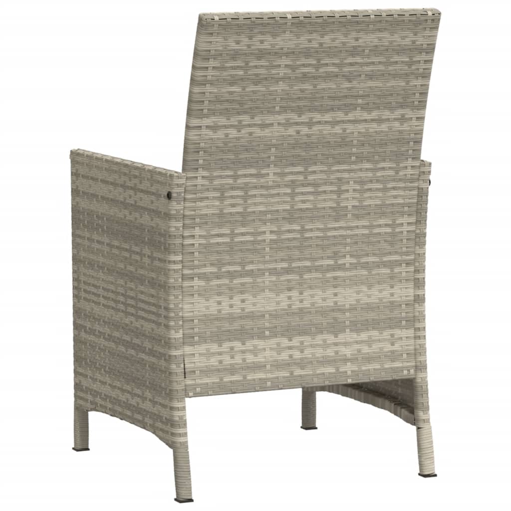 3-delige Bistroset met kussens poly rattan lichtgrijs is nu te koop bij PeponiXL, paradijselijk wonen!