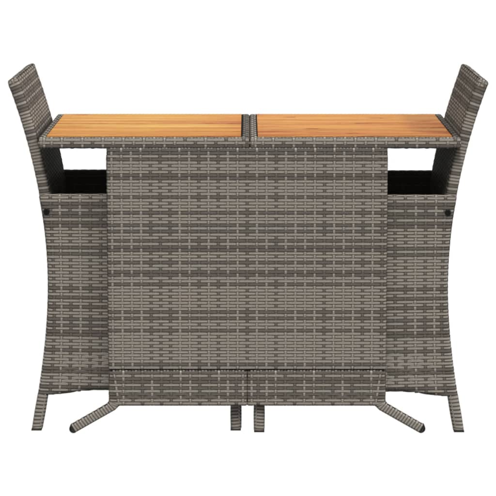 3-delige Bistroset met kussens poly rattan grijs is nu te koop bij PeponiXL, paradijselijk wonen!