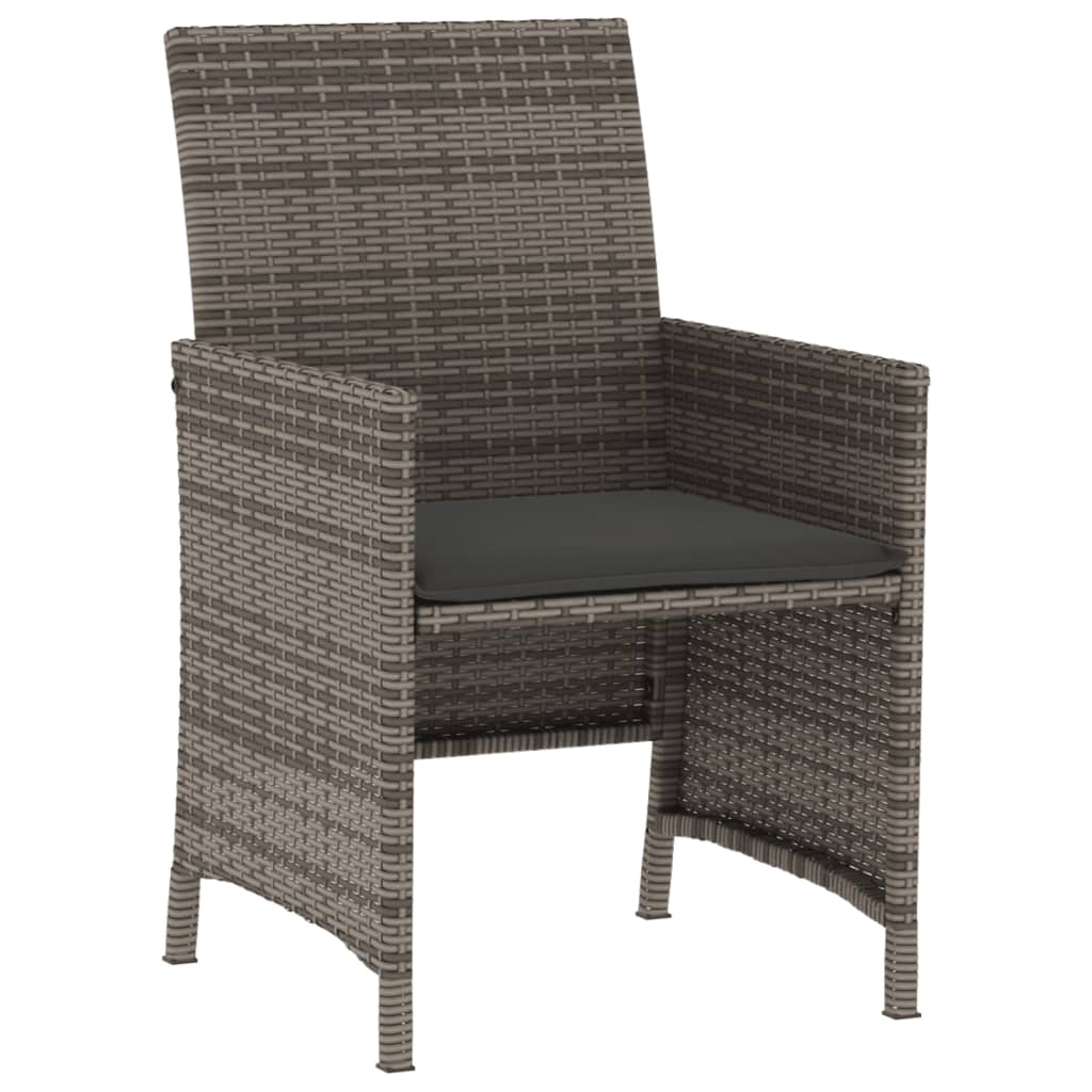 3-delige Bistroset met kussens poly rattan grijs is nu te koop bij PeponiXL, paradijselijk wonen!