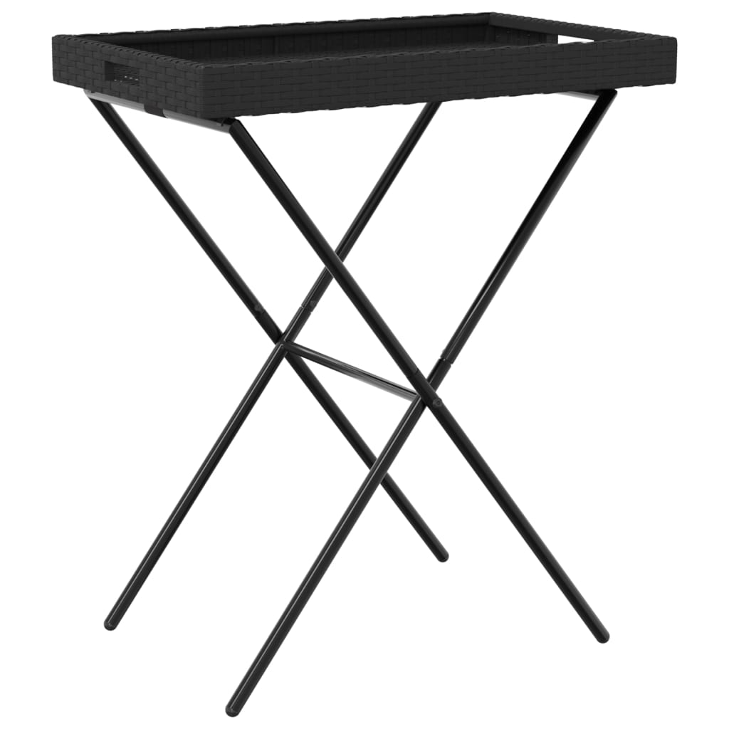 Dienbladtafel inklapbaar 65x40x75 cm poly rattan zwart is nu te koop bij PeponiXL, paradijselijk wonen!