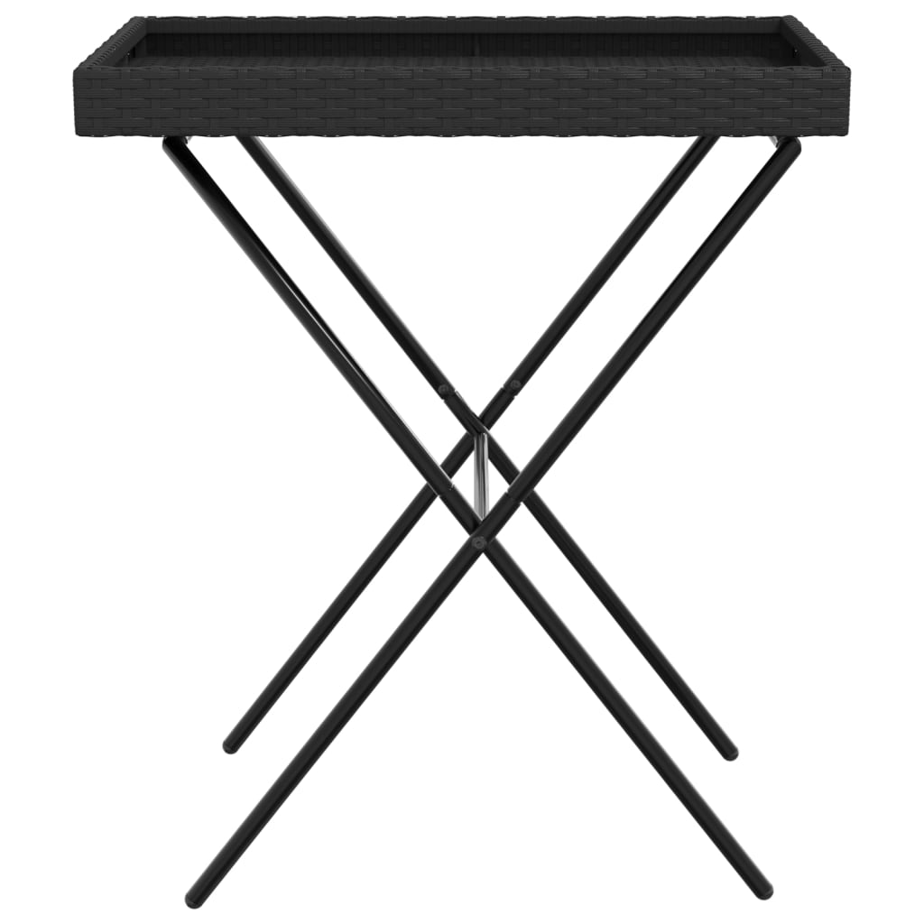 Dienbladtafel inklapbaar 65x40x75 cm poly rattan zwart is nu te koop bij PeponiXL, paradijselijk wonen!