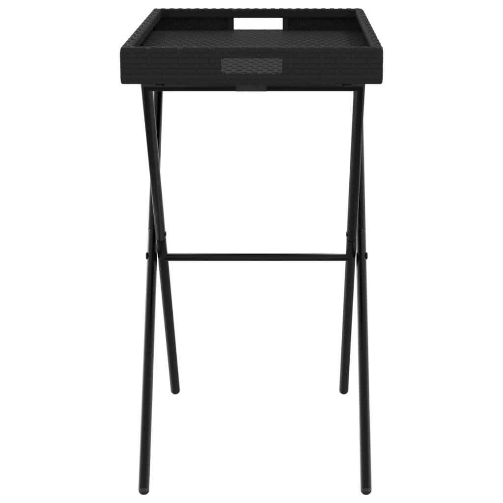 Dienbladtafel inklapbaar 65x40x75 cm poly rattan zwart is nu te koop bij PeponiXL, paradijselijk wonen!