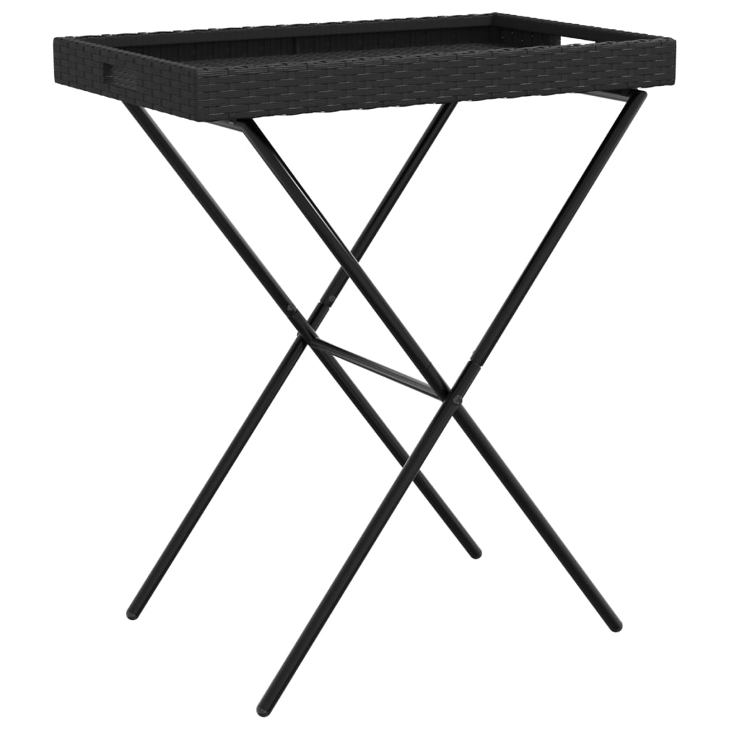 Dienbladtafel inklapbaar 65x40x75 cm poly rattan zwart is nu te koop bij PeponiXL, paradijselijk wonen!