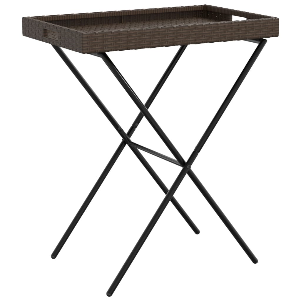 Dienbladtafel inklapbaar 65x40x75 cm poly rattan bruin is nu te koop bij PeponiXL, paradijselijk wonen!