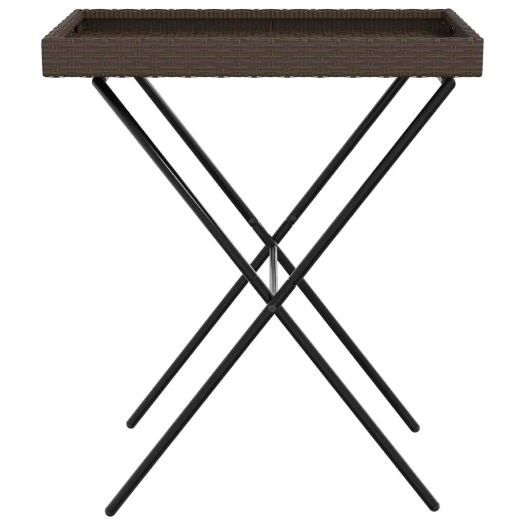 Dienbladtafel inklapbaar 65x40x75 cm poly rattan bruin is nu te koop bij PeponiXL, paradijselijk wonen!