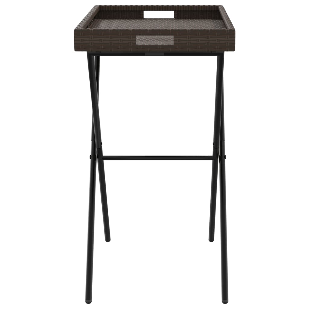 Dienbladtafel inklapbaar 65x40x75 cm poly rattan bruin is nu te koop bij PeponiXL, paradijselijk wonen!