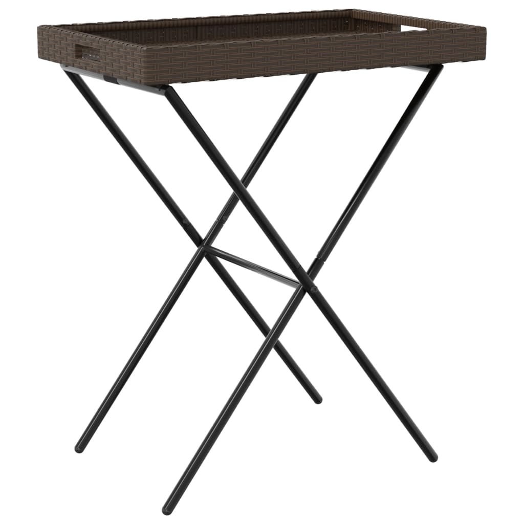 Dienbladtafel inklapbaar 65x40x75 cm poly rattan bruin is nu te koop bij PeponiXL, paradijselijk wonen!
