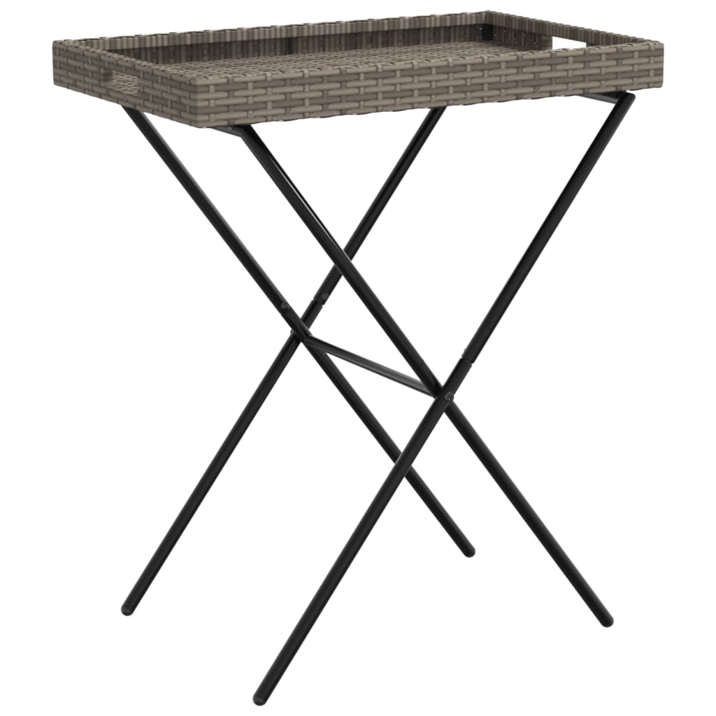 Dienbladtafel inklapbaar 65x40x75 cm poly rattan grijs is nu te koop bij PeponiXL, paradijselijk wonen!