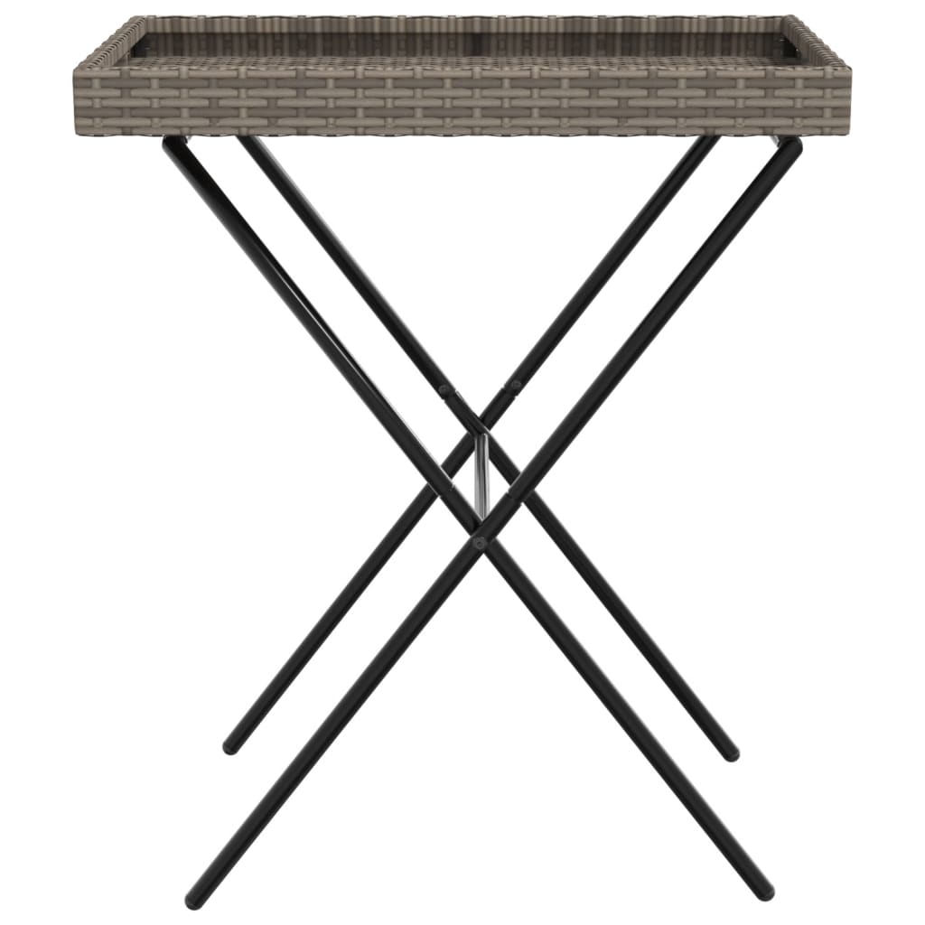 Dienbladtafel inklapbaar 65x40x75 cm poly rattan grijs is nu te koop bij PeponiXL, paradijselijk wonen!