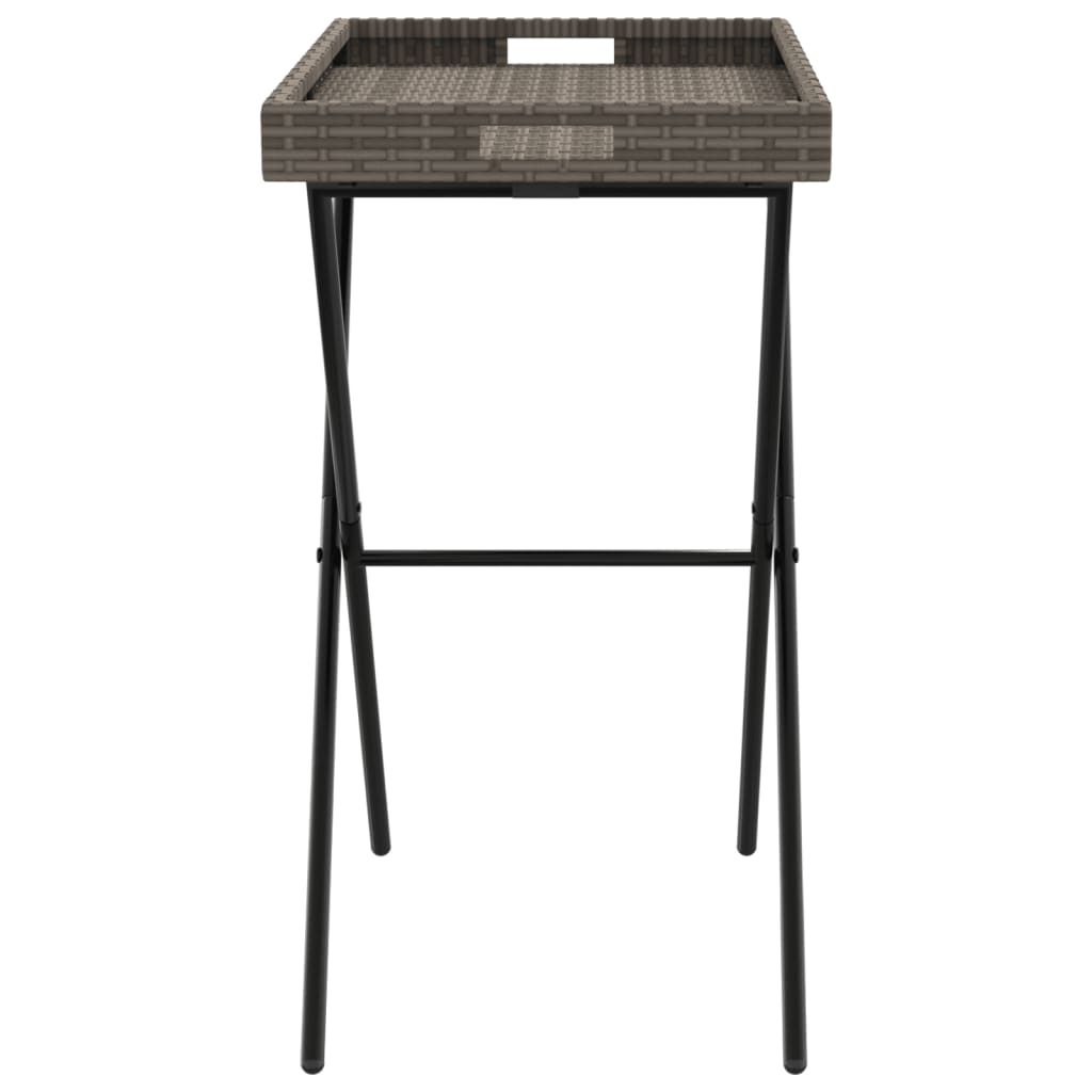 Dienbladtafel inklapbaar 65x40x75 cm poly rattan grijs is nu te koop bij PeponiXL, paradijselijk wonen!