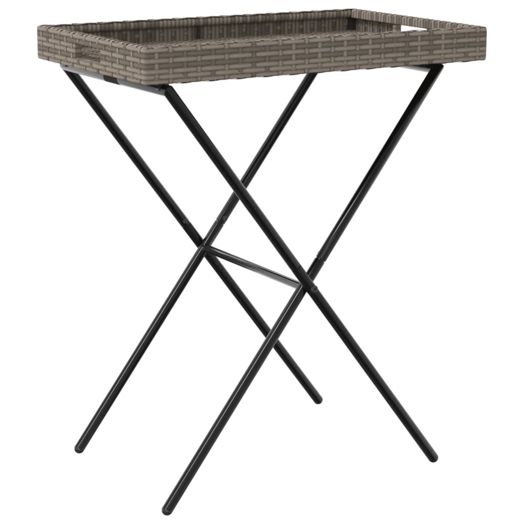 Dienbladtafel inklapbaar 65x40x75 cm poly rattan grijs is nu te koop bij PeponiXL, paradijselijk wonen!