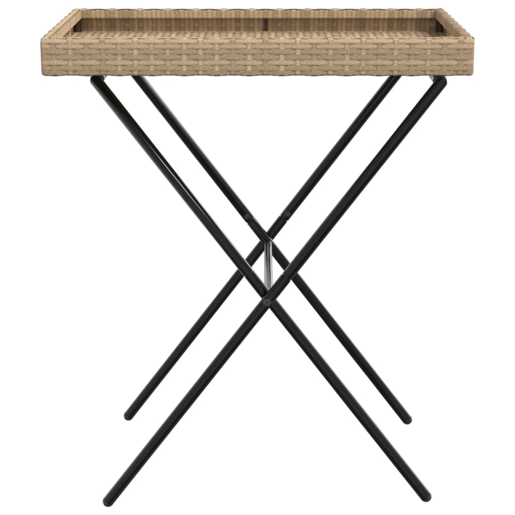 Dienbladtafel inklapbaar 65x40x75 cm poly rattan beige is nu te koop bij PeponiXL, paradijselijk wonen!