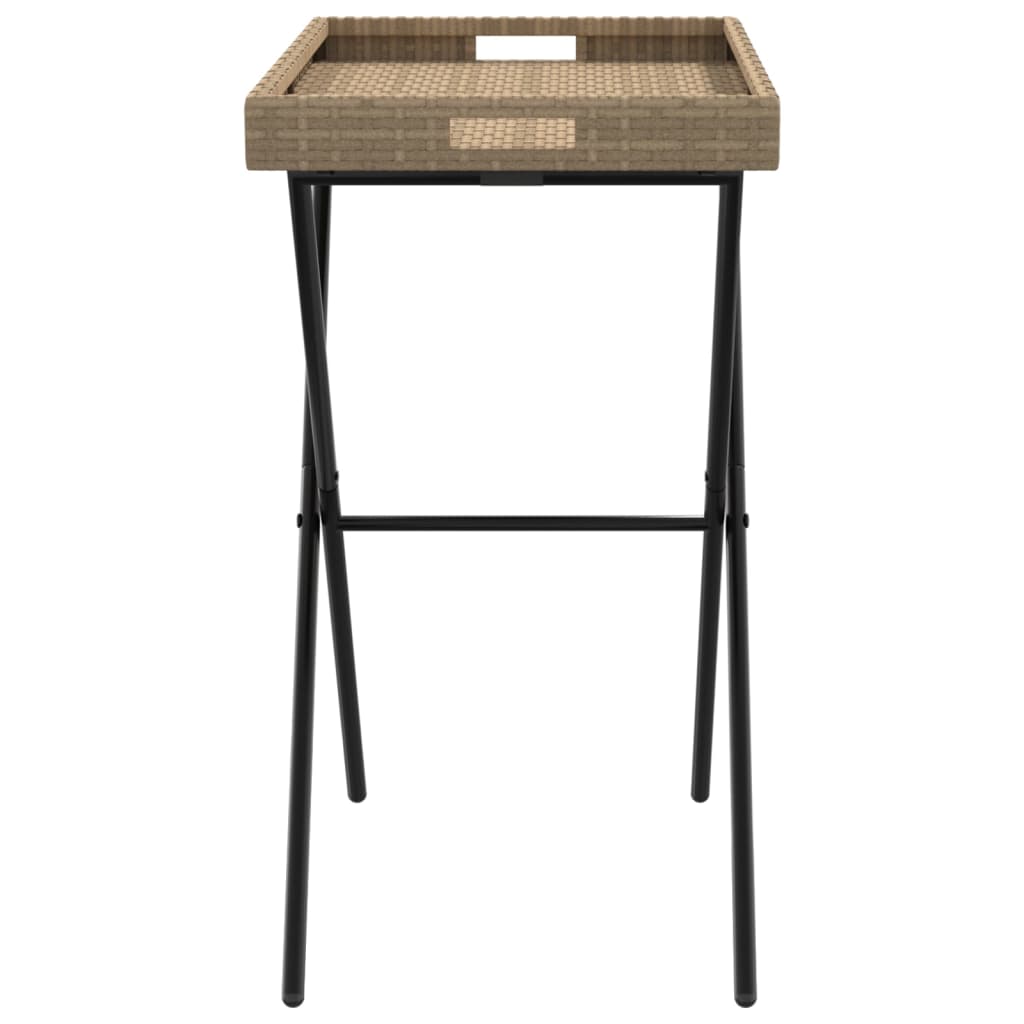 Dienbladtafel inklapbaar 65x40x75 cm poly rattan beige is nu te koop bij PeponiXL, paradijselijk wonen!