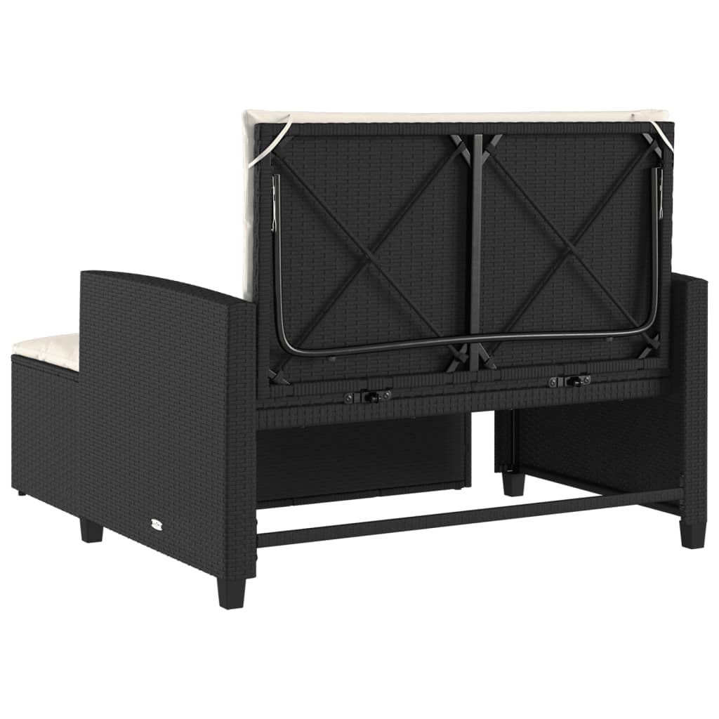 Tuinbank 2-zits met kussens poly rattan zwart is nu te koop bij PeponiXL, paradijselijk wonen!