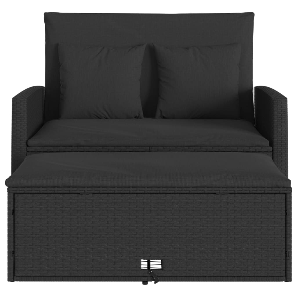 Tuinbank 2-zits met kussens poly rattan zwart is nu te koop bij PeponiXL, paradijselijk wonen!