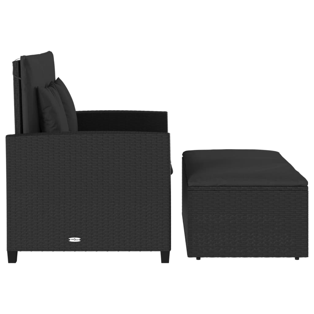 Tuinbank 2-zits met kussens poly rattan zwart is nu te koop bij PeponiXL, paradijselijk wonen!