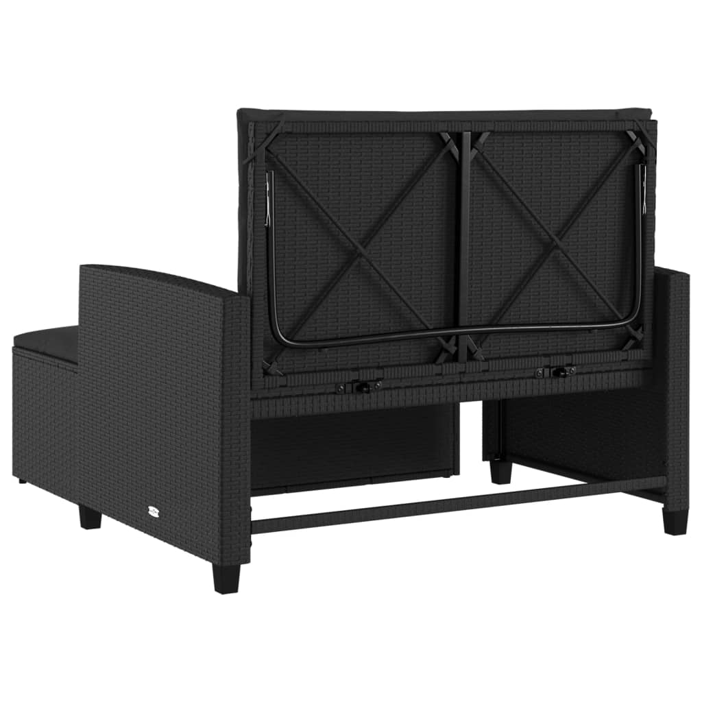 Tuinbank 2-zits met kussens poly rattan zwart is nu te koop bij PeponiXL, paradijselijk wonen!