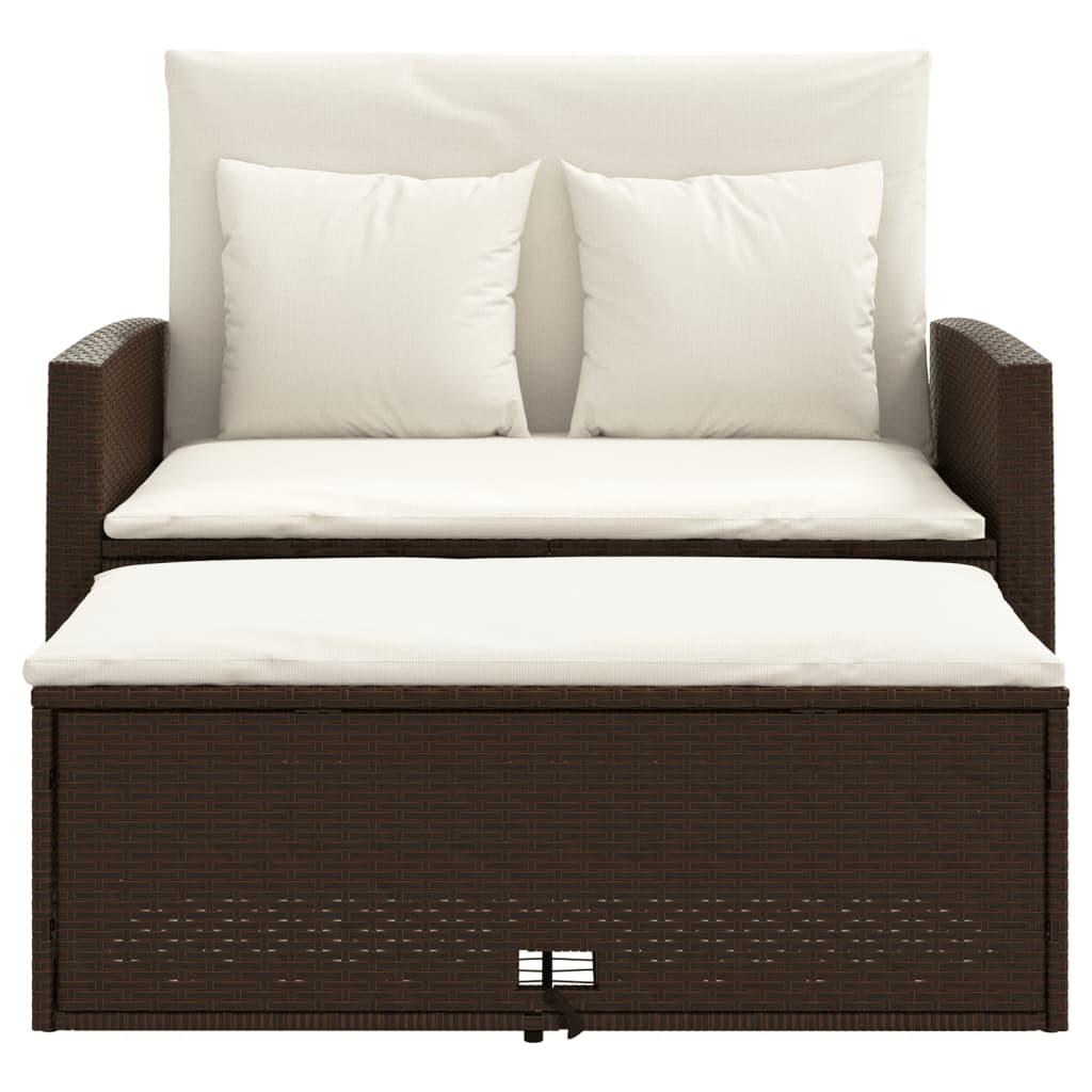Tuinbank 2-zits met kussens poly rattan bruin is nu te koop bij PeponiXL, paradijselijk wonen!