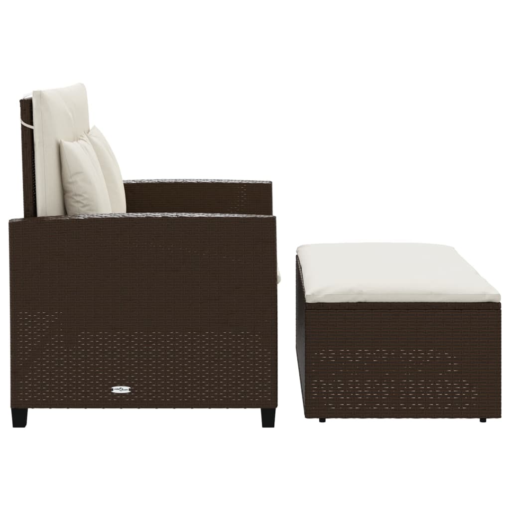 Tuinbank 2-zits met kussens poly rattan bruin is nu te koop bij PeponiXL, paradijselijk wonen!