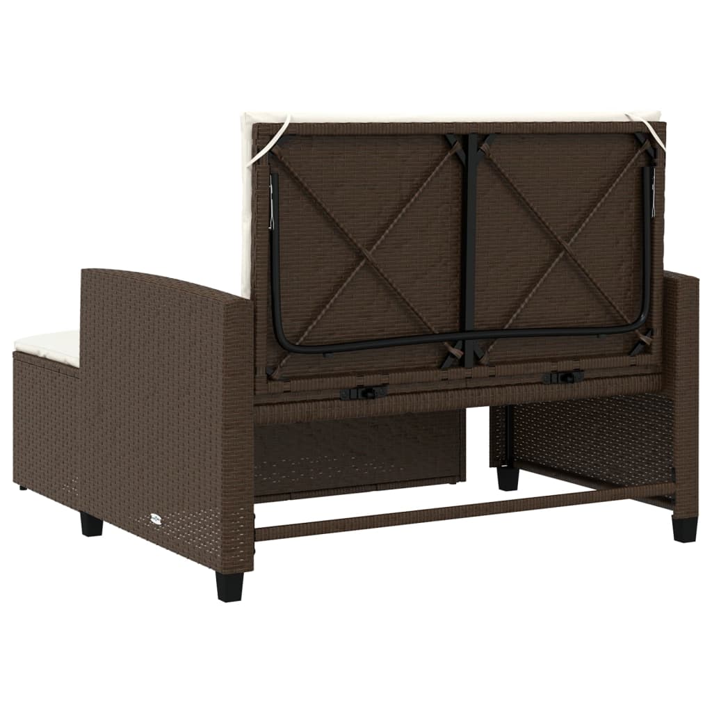 Tuinbank 2-zits met kussens poly rattan bruin is nu te koop bij PeponiXL, paradijselijk wonen!