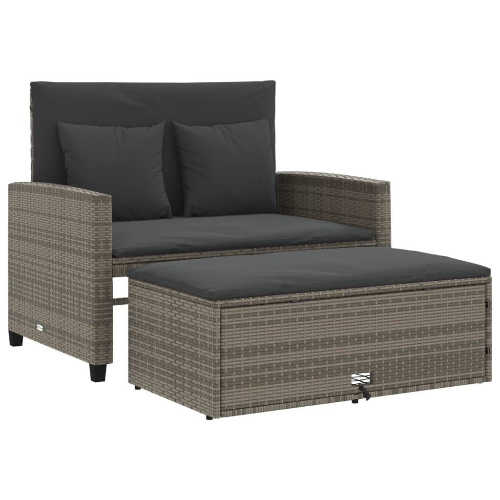 Tuinbank 2-zits met kussens poly rattan grijs is nu te koop bij PeponiXL, paradijselijk wonen!