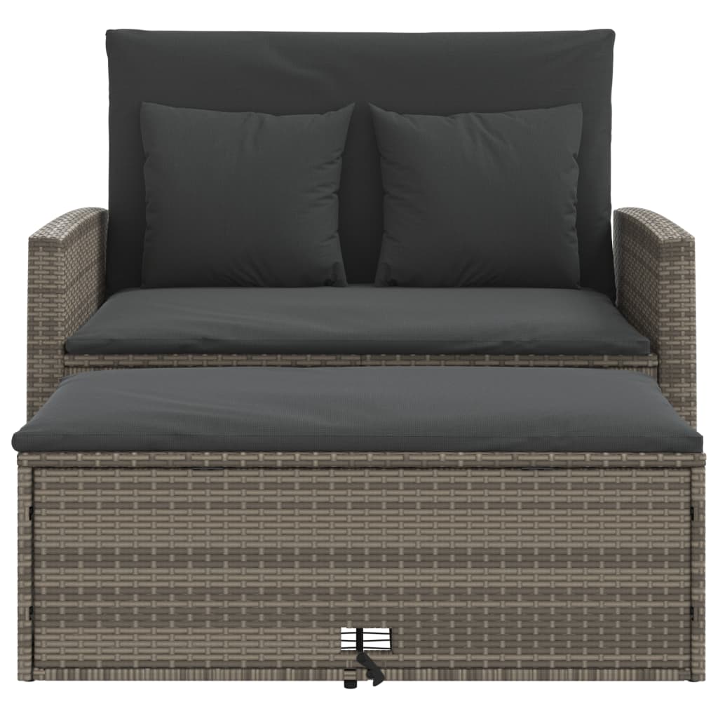 Tuinbank 2-zits met kussens poly rattan grijs is nu te koop bij PeponiXL, paradijselijk wonen!