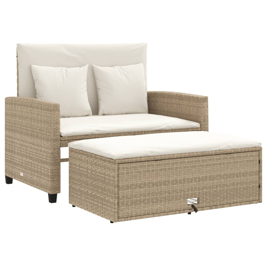 Tuinbank 2-zits met kussens poly rattan beige is nu te koop bij PeponiXL, paradijselijk wonen!