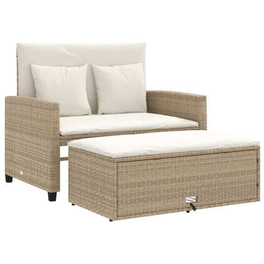 Tuinbank 2-zits met kussens poly rattan beige is nu te koop bij PeponiXL, paradijselijk wonen!