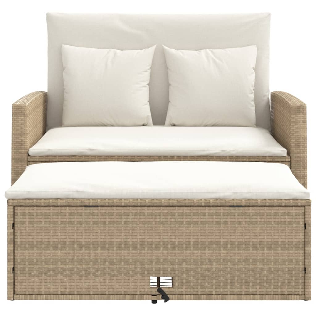 Tuinbank 2-zits met kussens poly rattan beige is nu te koop bij PeponiXL, paradijselijk wonen!