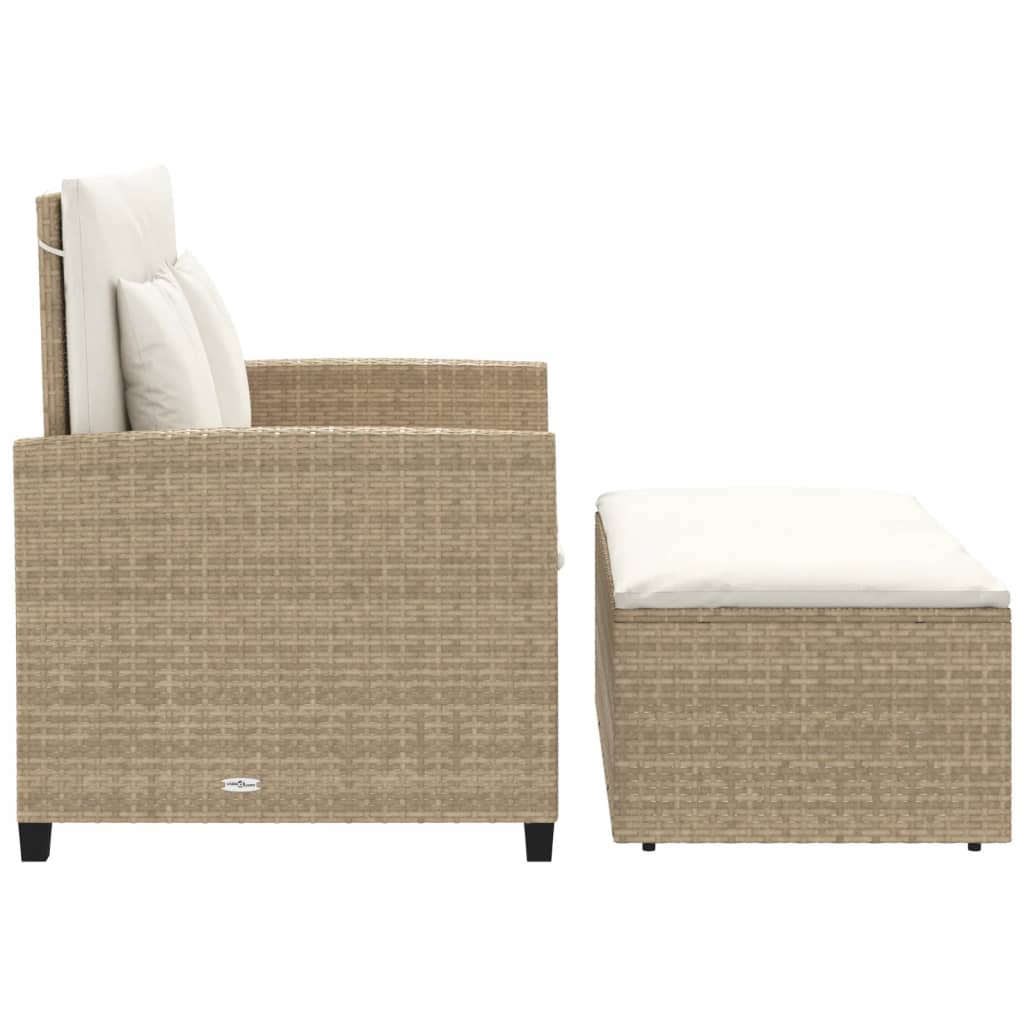 Tuinbank 2-zits met kussens poly rattan beige is nu te koop bij PeponiXL, paradijselijk wonen!