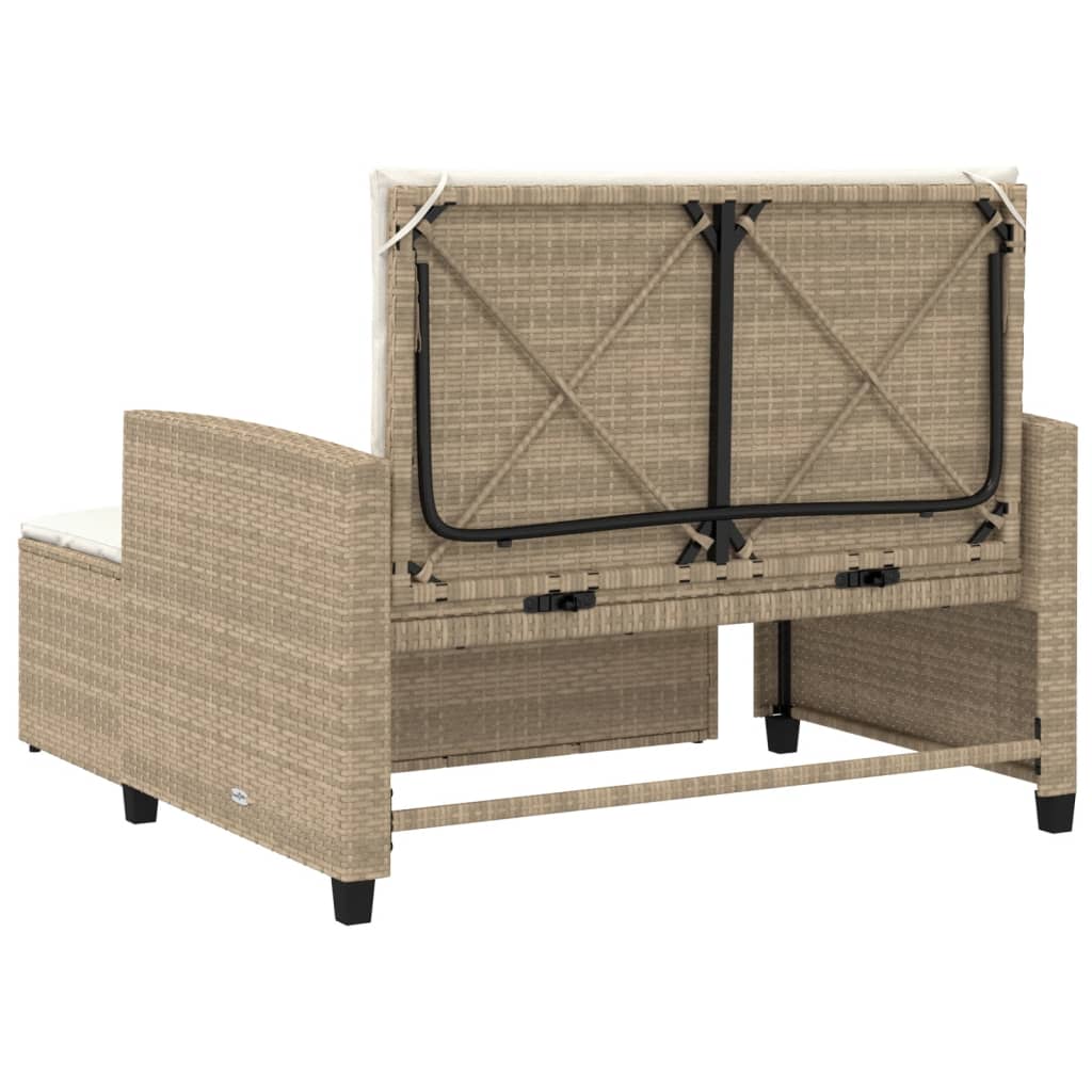 Tuinbank 2-zits met kussens poly rattan beige is nu te koop bij PeponiXL, paradijselijk wonen!