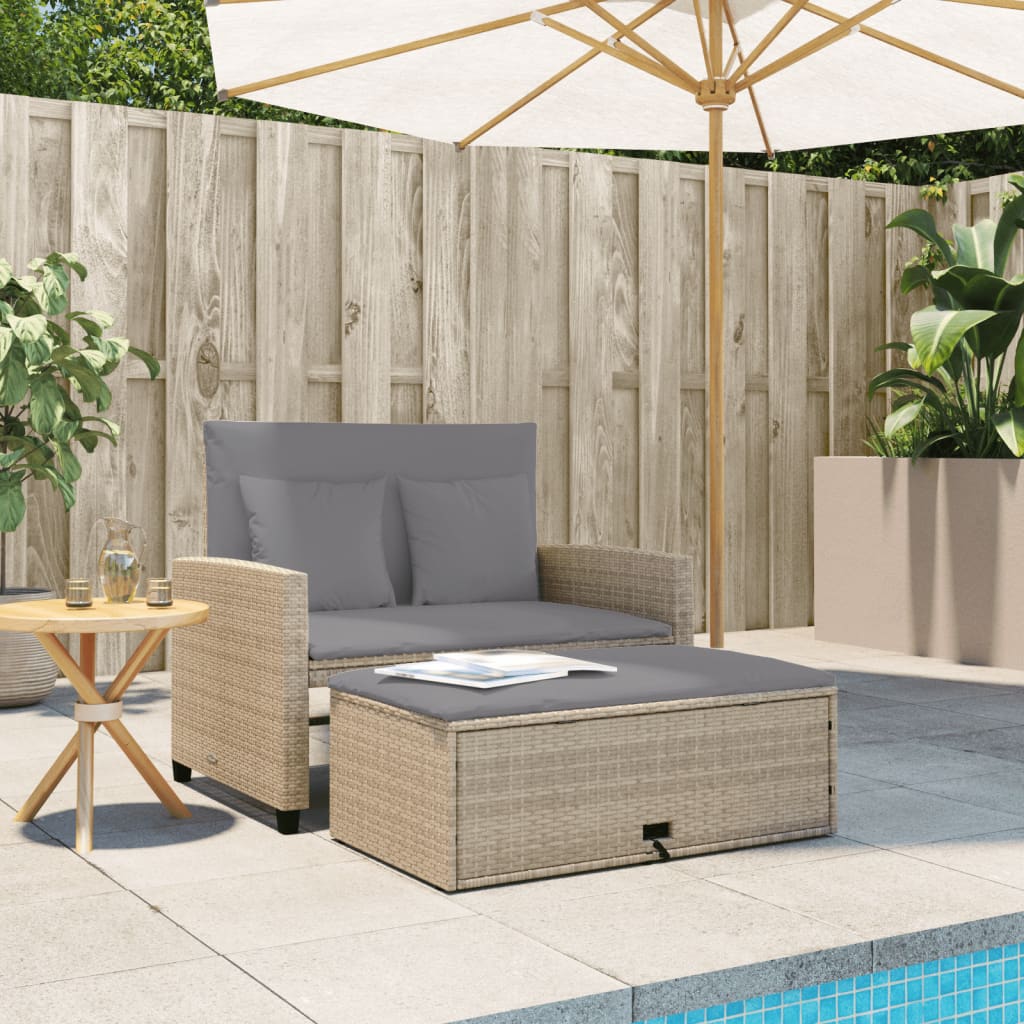 Tuinbank 2-zits met kussens poly rattan beige is nu te koop bij PeponiXL, paradijselijk wonen!