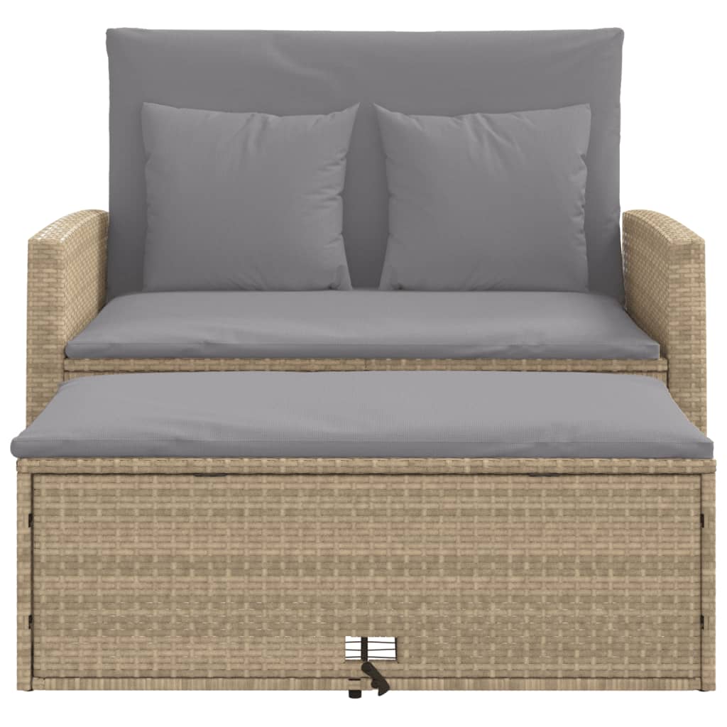 Tuinbank 2-zits met kussens poly rattan beige is nu te koop bij PeponiXL, paradijselijk wonen!